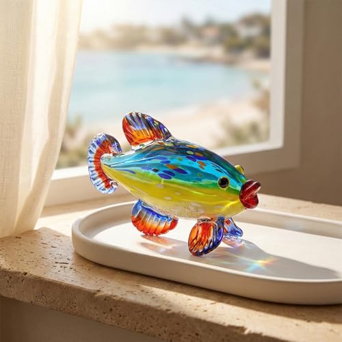 Figura Decorativa de Vidrio en Forma de Pez Azul miniatura 5