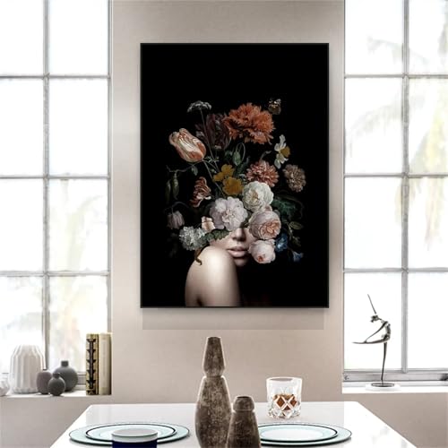 Affiche de fleur vintage grand format sans cadre 70x90