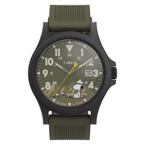 Montre Timex Peanuts Expedition Acadia 40 mm cadran vert et boîtier noir
