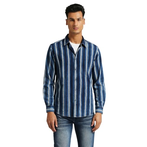 Image of Pepe Jeans Men's Cotton Striped Regular Fit Shirt