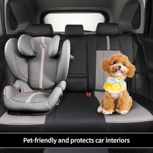 Image of EKR Rav4 Seat Covers Custom Fit for Toyota Rav4 (Hybrid) Woodland /Limited 2026, Leather Car Seat Cover Full Set for SUV,Faux Leather(Black+Light Gray-1)