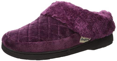 Dearfoams Women's Quilted Velour Clog Slipper, Aubergine, Small Standard US Width US