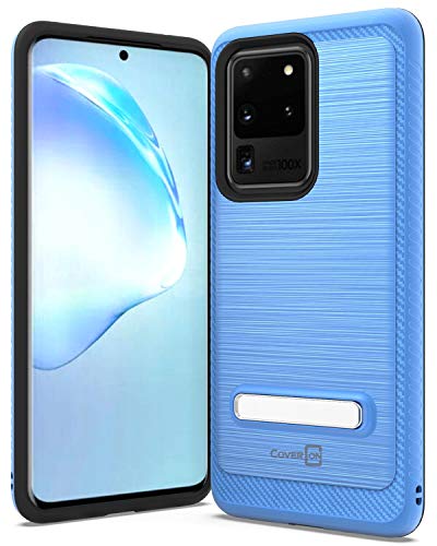 CoverON Metal Kickstand Protective SleekStand Series for Samsung Galaxy S20 Ultra Case, Cerulean Blue