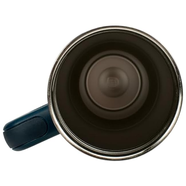 Elanze Designs Falling Snowflake Winter Snow Queen Wrap-Around 40 Oz. Stainless Steel Water Bottle Coffee Mug, Spill & Leak Resistant, Travel Tumbler with Handle, Lid & Straw, Navy Blue