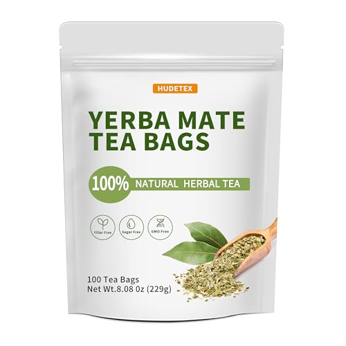 Yerba Mate Tea Bags with 100 Count - Supports Cardiovascular & Digestive Systems, Keep Youth.