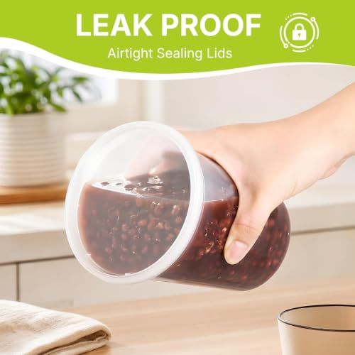 HestiaSnax 60 Sets Deli Containers with Lids, 32/24/16/12/8 oz (12 Set Each), Leakproof & Airtight BPA Free Takeout Food Storage Containers for Soup, Meal Prep, Freezer, Microwave & Dishwasher Safe - image 3