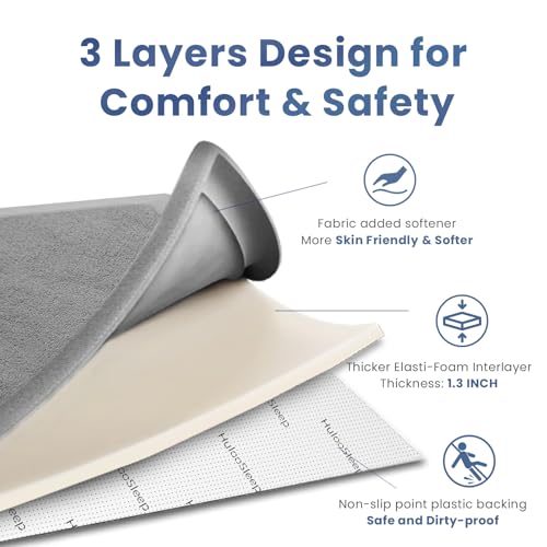 Image of Baby Play Mat for Floor,1.3 inch Thick Memory foam Tummy Time Mat,Water Repellent Soft Velvet Nursery Rug,Extra Large Non Slip for Crawling,Toddlers,Infants,kids,Tatami Style for Living Room(Light Grey)