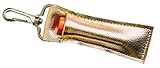 Chapstick Key Chain Holder Gold Faux Leather Lip Balm Keychain Shiny Pouch