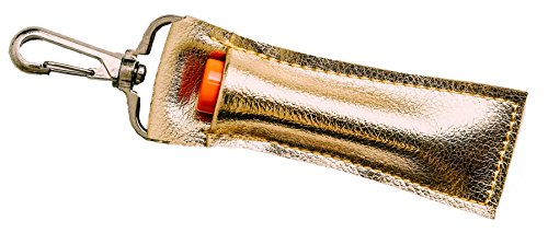 Chapstick Key Chain Holder Gold Faux Leather Lip Balm Keychain Shiny Pouch