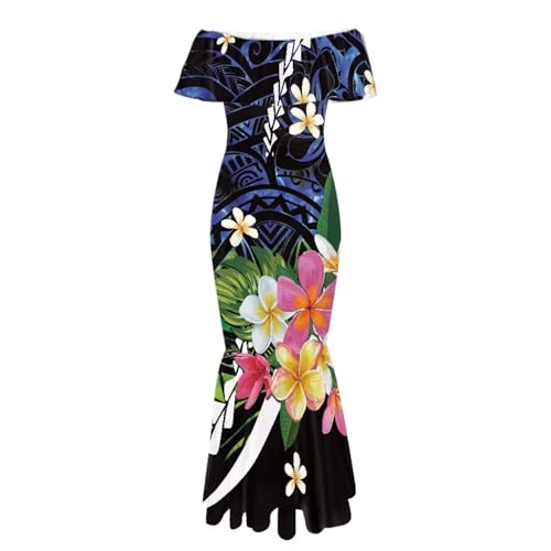 Image of Polynesian Dresses for Women Off Shoulder Maxi Dress Puletasi Samoan Dresses S-7XL