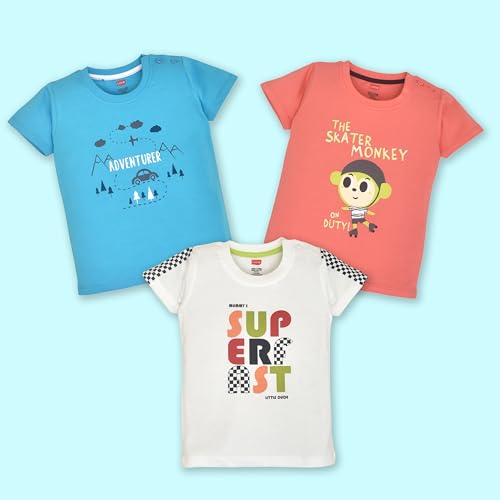 Image of LuvLap Baby Boys Regular Fit 100% Cotton Half Sleeves Boys T-Shirts and & Shorts Set Pack of 3