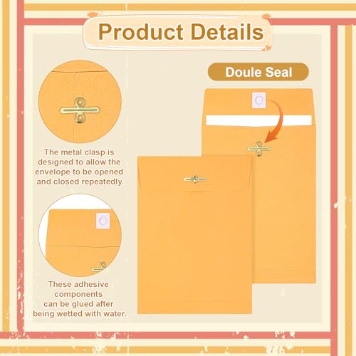 SHENLIU 300 Pcs 5 x 7\" Clasp Manilla Envelopes, Gummed Clasp Closure 28 lb Kraft Paper Envelopes for Documents Office Home Business Legal School Storing Mailing