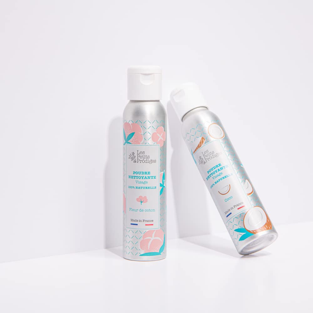 Polvere detergente viso fiore di cotone – 100% naturale senza conservanti – detergente schiumogeno all'acqua – Made in France – non testato su animali – imballaggio riciclabile – Les Petit Prodigies