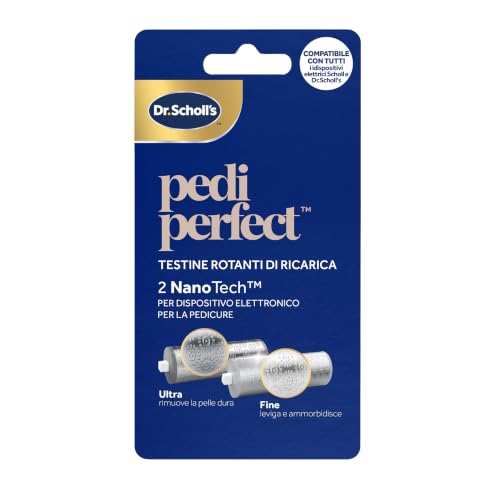 Dr. Scholl’s Testine di Ricambio NanoTech per Pedi Perfect Pro, Set 2 Pezzi: Ultra per Rimuovere Pelle Dura e Fine per Levigare e Lucidare, Uso su Piedi Asciutti e Bagnati