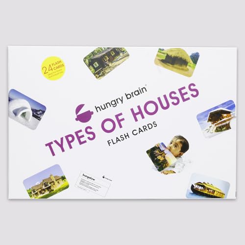 Image of Hungry Brain Type of Houses Baby Flash Cards 3 Months+ | Montessori Learning Cards for Toddlers | Early Brain Development | Improve Vocabulary, Memory & Cognitive Skills | Educational Gift for Kids