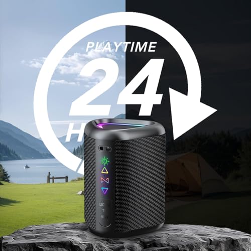 Image of Bluetooth Speaker, 2026 Portable Wireless Speaker with LED Light, Bluetooth 5.4, 24-Hour Playback Time, Enhanced Bass, IPX7 Waterproof, Outdoor Speaker Suitable for Travel, Sports, and Cycling.