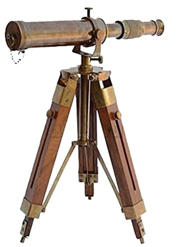 Nautical Brass Antique Telescope Spyglass With Wooden Stand Home Decor Gift Rustic Vintage Home Decor Gifts #TOP3