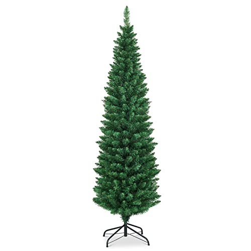 Artificial Pencil Christmas Tree, Premium Hinged Pine Tree with Solid Metal Legs, Perfect for Home,...