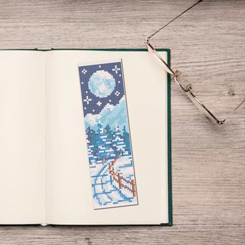Image of FREEBLOSS 6pcs Cross Stitch Bookmark Kit for Adult Beginners Stamped Snow Scenery Cross Stitch Kits Embroidery Bookmarks Craft Kit with Instructions for Gift 11CT 8 inchx2.4 inch