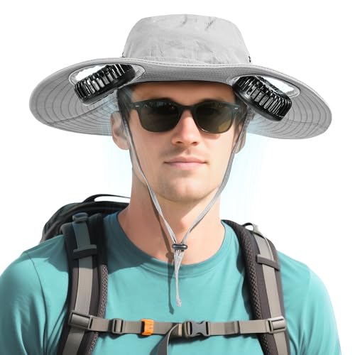 AMACOOL 2-in-1 Bucket Hat Fan with Detachable Neck Fan, UPF 50+ Wide Brim Sun Hat, Gifts for Father Dad Husband, Fishing Essentials 2026 for Men Women Camping Hiking Beach Gardening Outdoor - image 1