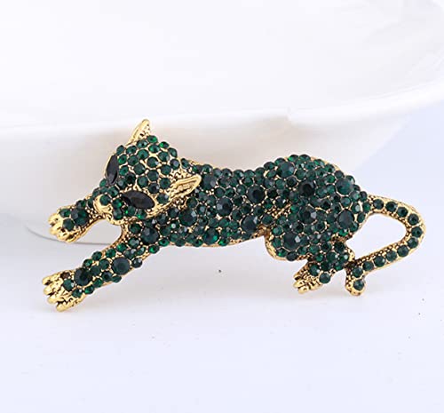 Image of Fashion Women Men Vintage Leopard Brooch Colorful Full Rhinestones Crystals Wild Animal Corsage Lapel Pin Birthday Gift Party