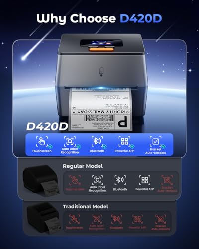 Image of Phomemo Shipping Label Printer with Touchable Screen & 3 Roll Labels