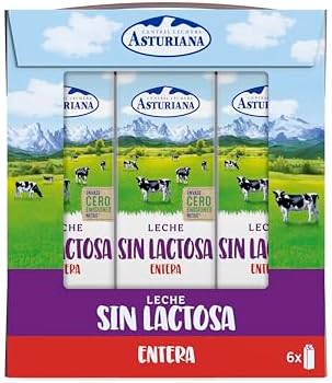 Central Lechera Asturiana Leche Sin Lactosa Entera, Pack 6 x 1L