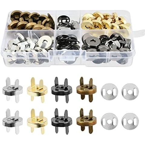 TIMESETL 40 Sets 14mm Magnetic Button Clasps Snaps Fastener Clasps DIY Craft Sewing Buttons Knitting Buttons Sets for Sewing, Craft, Purses, Bags, Clothes, Leather, 4 Colors Cover