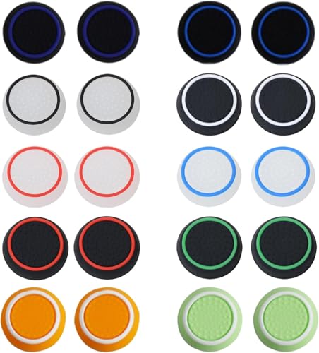 Joystick Kappen, 20 Stück PS5 Controller Sticks Grips, Thumbstick Silikon Kappen, PS4 PS5 Controller Zubehör für Xbox One Series Controller Schutz Erhöhte Präzision & Langlebigkeit (Mehrere Farben)