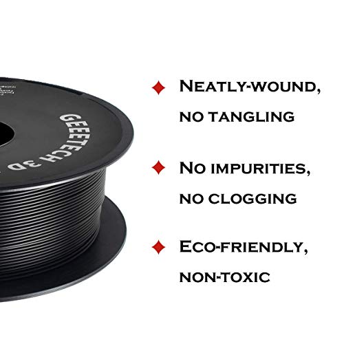 Image of GEEETECH 1.75mm PLA 3D Printer Filament, 1kg Spool, Upgrade Tidy Winding Tangle-Free, Dimensional Accuracy + /- 0.03mm, (Black)