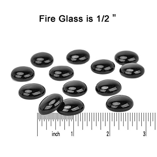 Mr. Fireglass 10 Pound Fire Glass Beads, 1/2" Reflective Round Fire Glass Drops for Fireplace Fire Pit & Lanscaping, High Luster Onyx Black