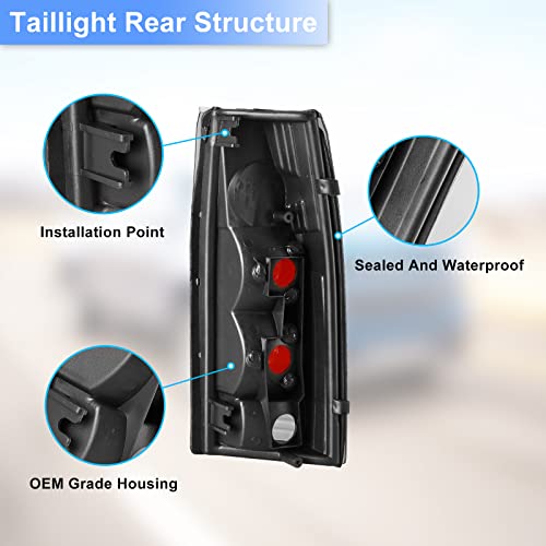 Roxx Tail Light Replacement Fit For 1992 1993 1994 1995 1996 1997 1998 1999 2000 C1500 C2500 C3500 K1500 K2500 K3500 Suburban Blazer Tahoe Yukon Escalade Driver & Passenger Side (Black/Smoke Lens) #TOP4
