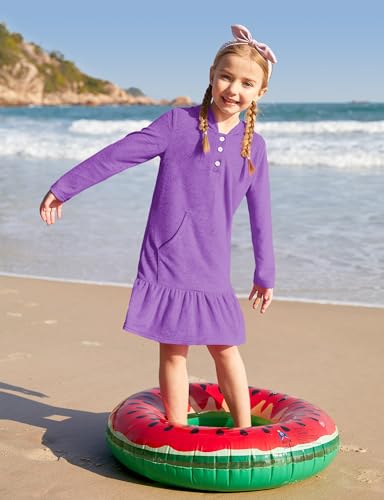 Image of BesserBay Girl's Ruffle Bathrobe Beach Button Down Hooded Terry Cover Ups 3-14 Years