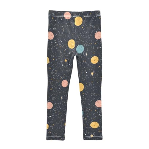 Colorful Space Planet Pattern Girls Leggings Ultra Soft Compression Yoga Gym Pants for Kids 4-10T2