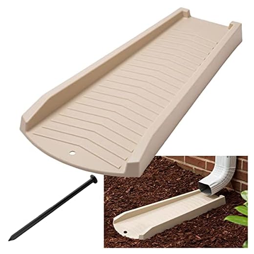 2-Pack Decorative Downspout Limestone Splash Block Rain Gutter Drain Extender, 2-Pack with Stakes, (301312-2PK-STAKES)