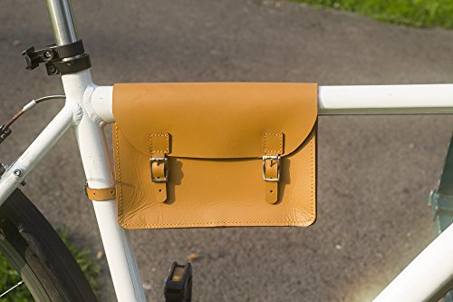 London Craftwork Classic Frame Satchel Bag for Bicycle Genuine Leather TAN Honey Bike Bag S-FRA-TAN, 8.6 x 6.5 x 2" - Image 2