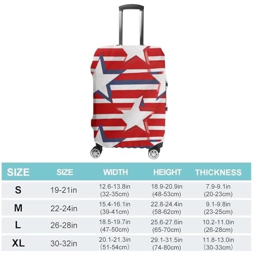 Red White Star Stripe Flag Elastic Luggage Cover Suitcase Protector for 19-32 Inch Suitcases | Universal Stretchable Travel Bag Cover | Anti-Scratch, Washable with Zipper Closure M2