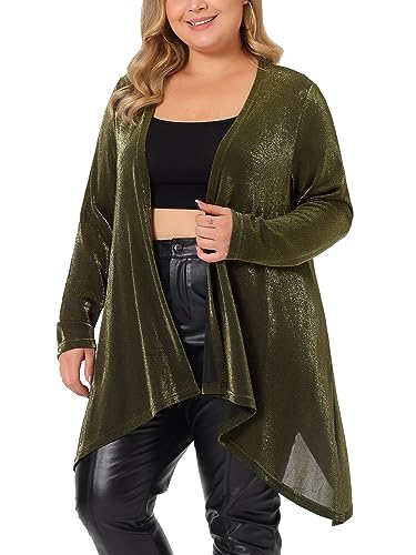Image of Agnes Orinda Plus Size Women Cardigan Open Front Long Sleeve Irregular Hem Lightweight Long Cardigans