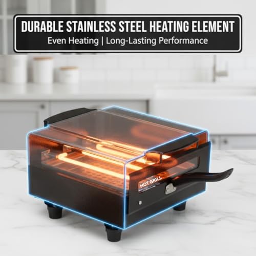 Image of Hot Grill 10-Inch Compact Electric Tandoor | 1500W Heating Element | Metal Body | Elegant and Lightweight Design | Home Grilling, Tandoori Cooking, Roasting, Baking & Kebabs