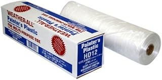 HD12 Weatherall Painter's Plastic 0.31 Mil Clear Hi Density Sheeting, 1 Box of 400 Feet Long by 12 Feet Wide
