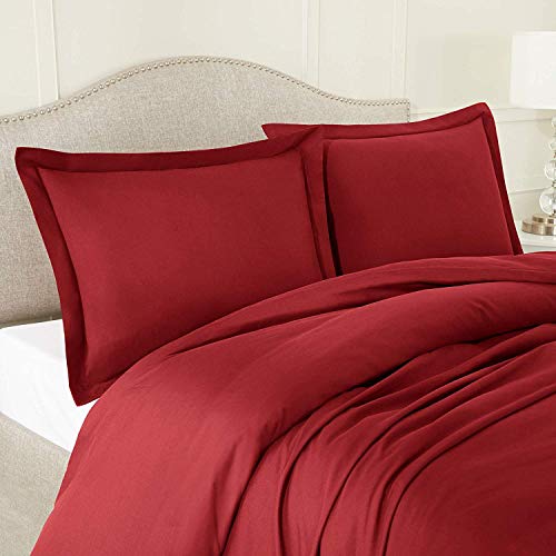 Image of 100% Cotton Duvet /Quilt Cover Set Hidden Zipper Closure 600TC Ultra Soft Durable for King Size Bed(Burgundy)