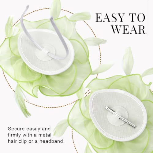 Image of DRESHOW Fascinators Hat Tea Party Headwear Ribbons Feathers on a Headband and a Clip for Women
