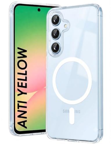Image of DIZORO Crystal Clear Magnetic Compatible with Samsung A55 Back Cover case with Anti-Yellow ( Compatible with Magsafe ) Anti-Scratch | Shockproof Transparent Cover