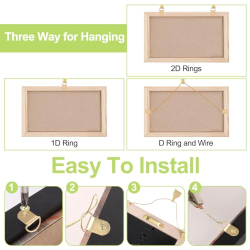 Image of Picture Hanging Kit - 13Pcs Picture Rail Hooks, 3 Rolls 3M Hanging Wires, 40Pcs D Ring Picture Hangers with Screws for Wall Pictures Exhibition(Gold)