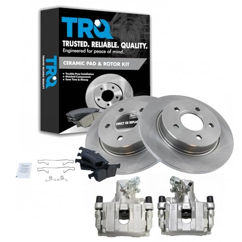 Image of TRQ Rear Brake Pad and Rotor Set Ceramic Solid Rotors Calipers | For 2012-2018 Ford Focus