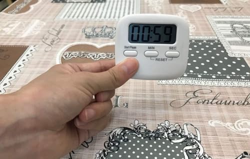 Image of Digital Kitchen Timer and Stopwatch with Large LCD Display, Loud Alarm, Retractable Stand, Green, 1 Piece (White)