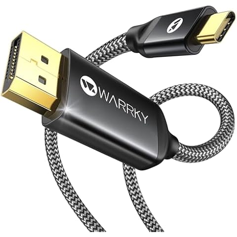 Warrky USB C to DisplayPort Cable 8K 60Hz [Stable Gold-Plated Plug, Metal Case] 4K 240Hz, 2K 360Hz Type-C to Display Port Cord, Thunderbolt 3/4 Compatible with MacBook Pro/Air, iPhone 15, iPad, Galaxy Cover