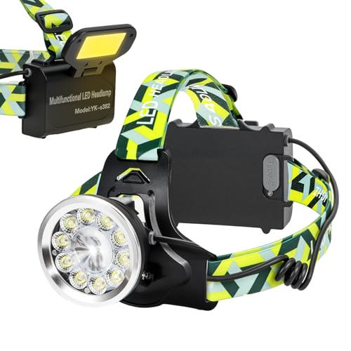 Linterna frontal LED recargable impermeable con cuatro modos de luz blanca y foco