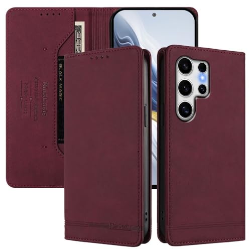 Étui en cuir Samsung A14 5G protection clapet premium au design rouge vin