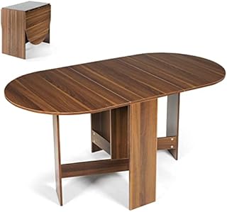GiantexUK Wooden Kitchen Dining Table, Indoor & Outdoor Folding Drop Leaf Desk, Multifunction Extendable Study Workstation PC Desk for Work, Study and Dining